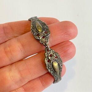 Vtg Oneida Rogers Silver Plate Spoon Cuff Bracelet Ornate Flower Scrollwork